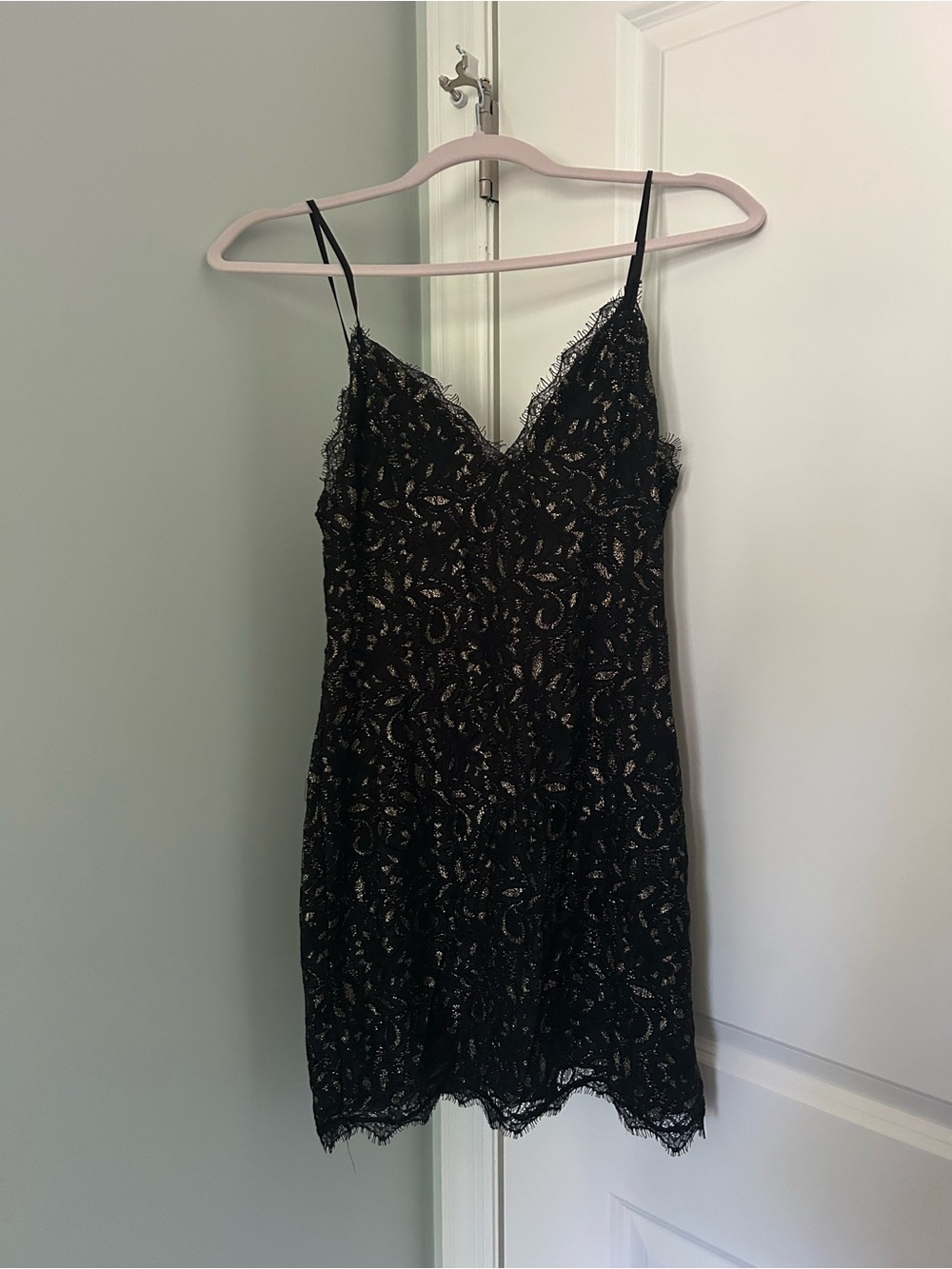 by the way. Black Lace Mini Slip Dress
